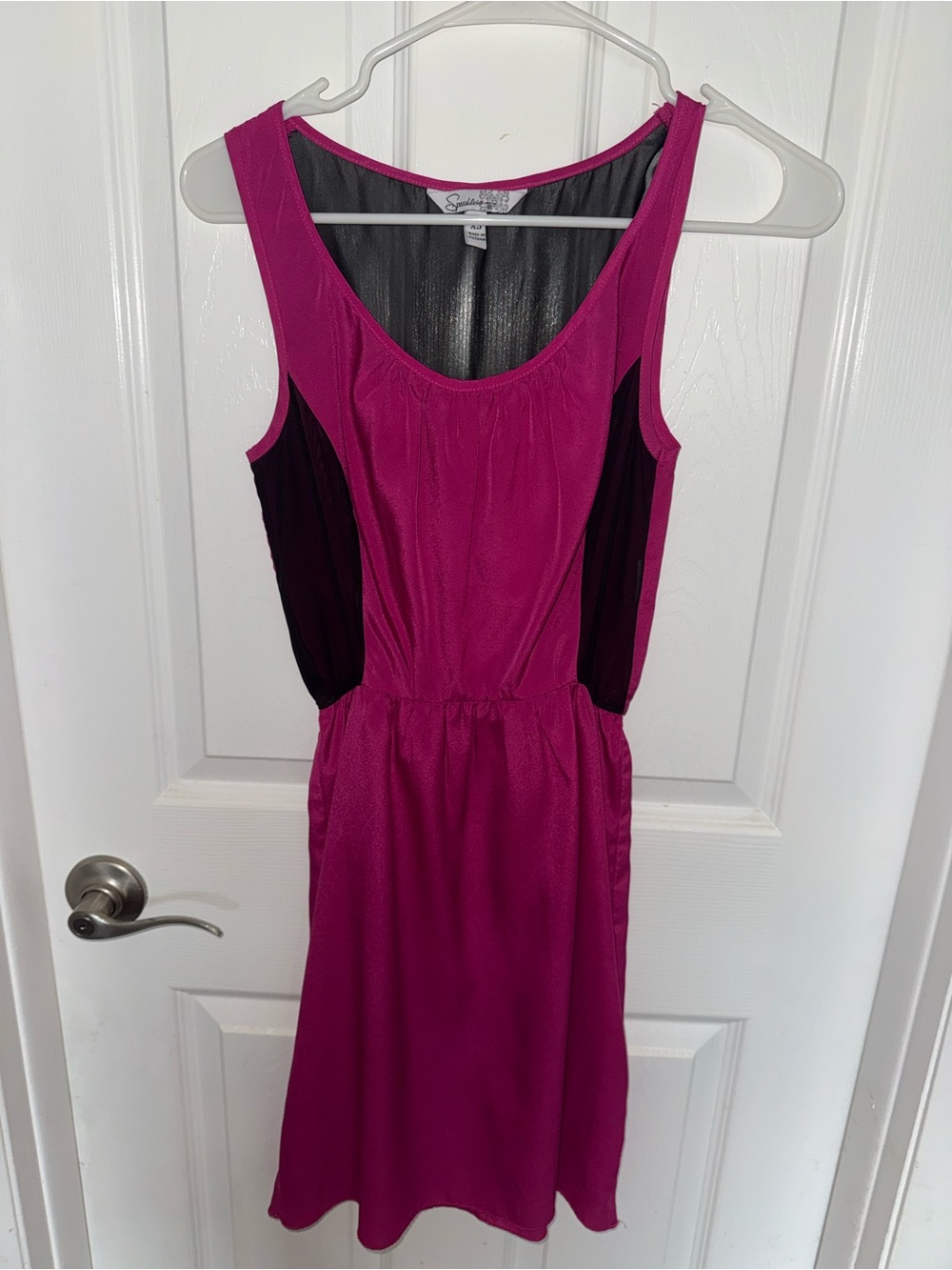 Speechless Fuchsia Midi Dress with Black Side Panels